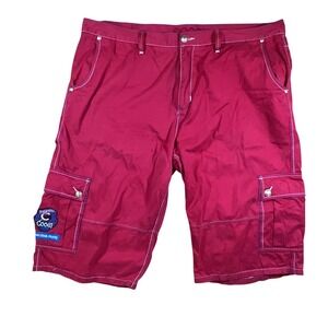 VTG Coogi Cargo Shorts Mens 48 Red Contrast Stitch Baggy Hip Hop Y2K Streetwear